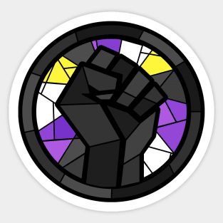 BLM Stained Glass Fist (Non-Binary) Sticker